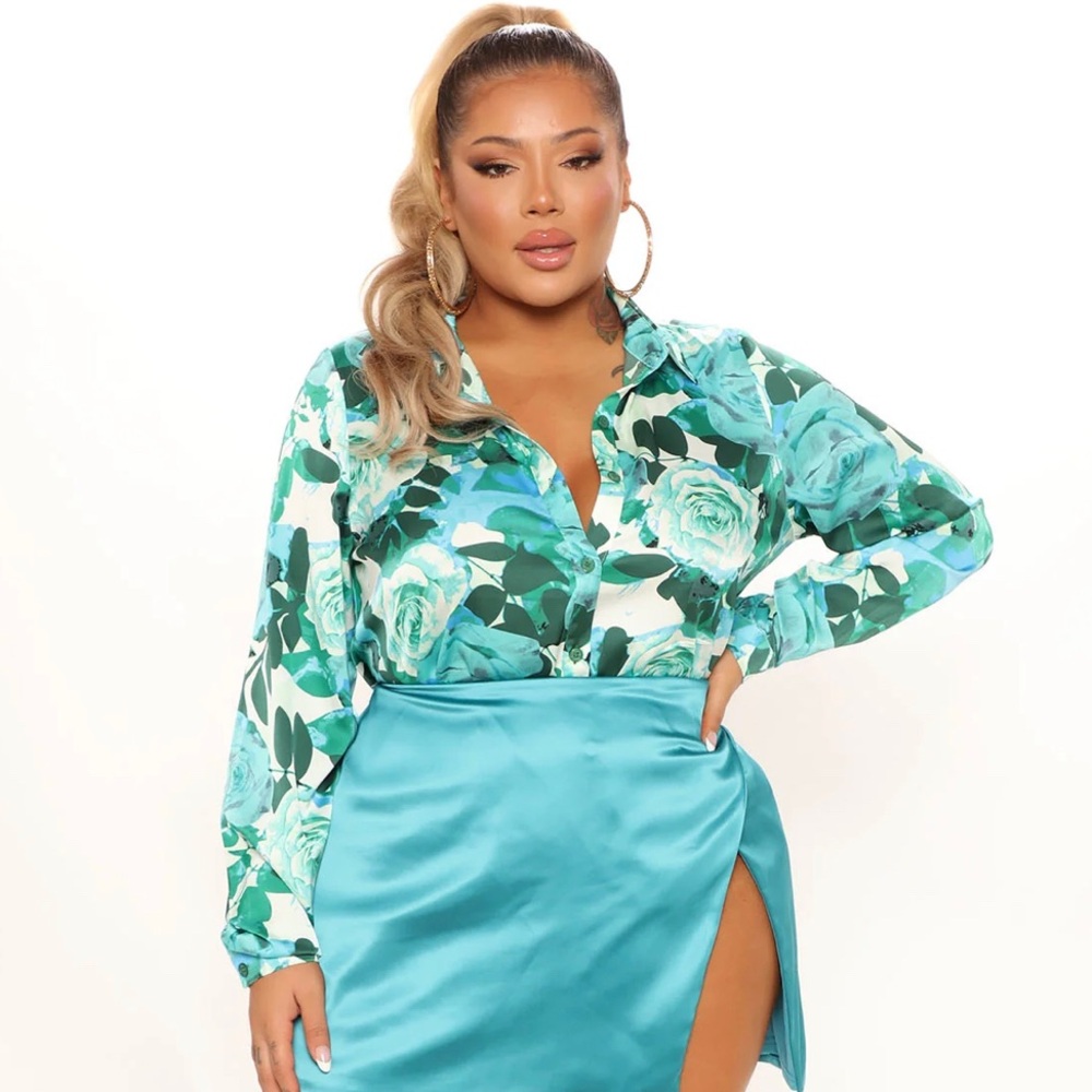 Fashion Nova Floral Button Blouse